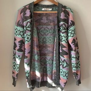 Sunny Girl open front tribal print cardigan M/L